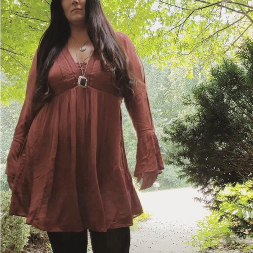 Dreamy Fall Dress by Torrid Mini Gauze Lace-Up Skater Dress